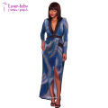 Alessia Blue Multi-Color Semi-Sheer Bodysuit Dress